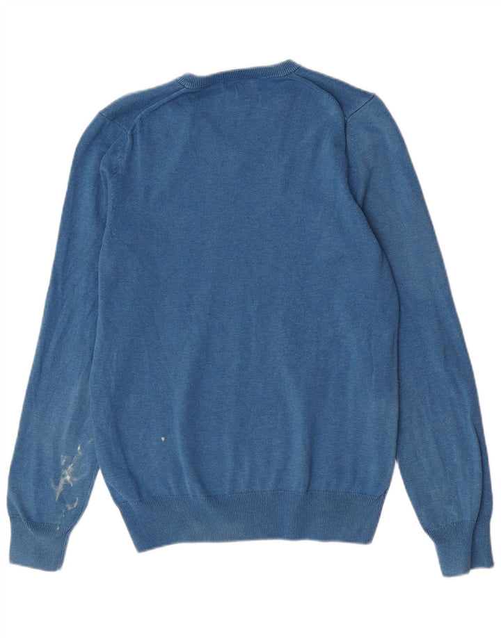 MARKS & SPENCER Herren-Pullover mit V-Ausschnitt, Größe S, blaue Baumwolle