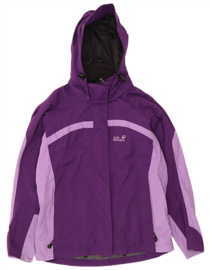 JACK WOLFSKIN Womens Oversized Rain Jacket UK 12/14 Medium Purple
