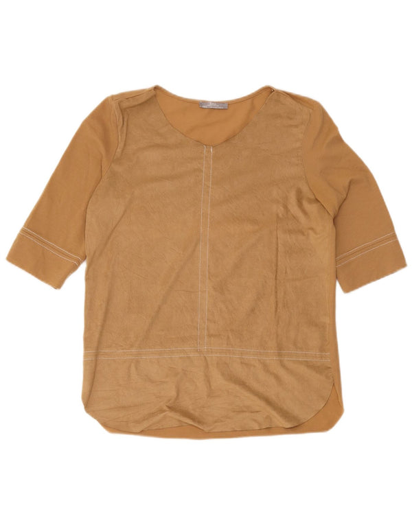 Zara Damen Bluse Top UK 10 Small Braun