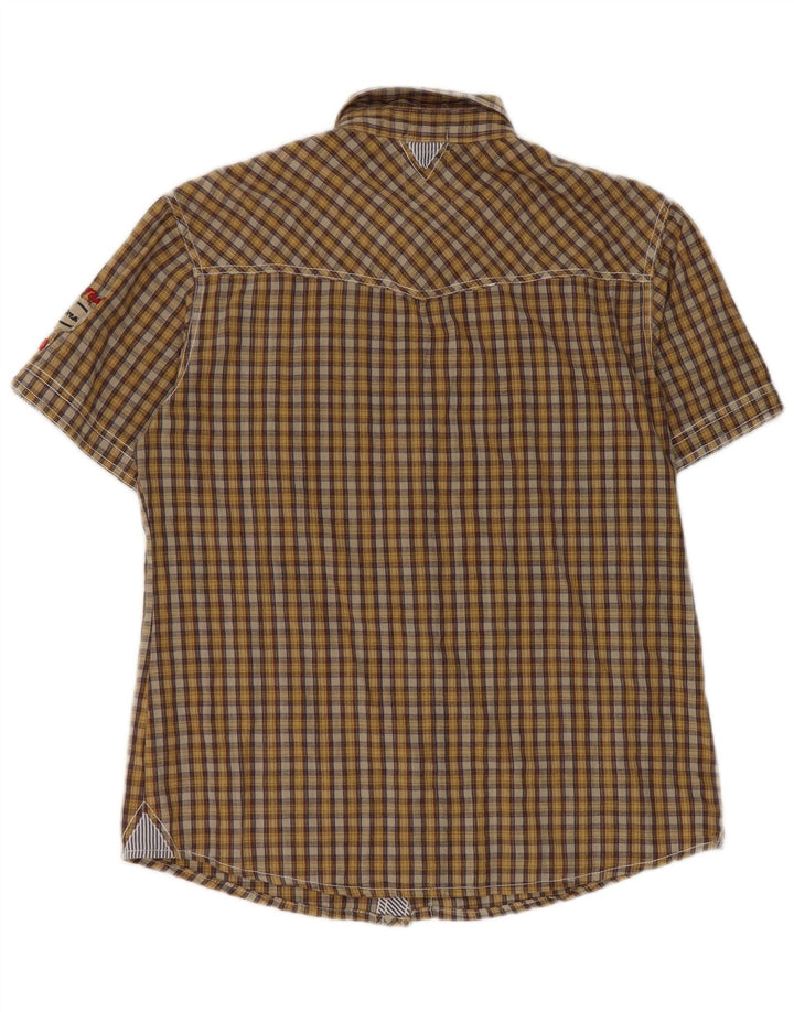 Rifle Mens Graphic Short Sleeve Shirt Medium Yellow Check Cotton