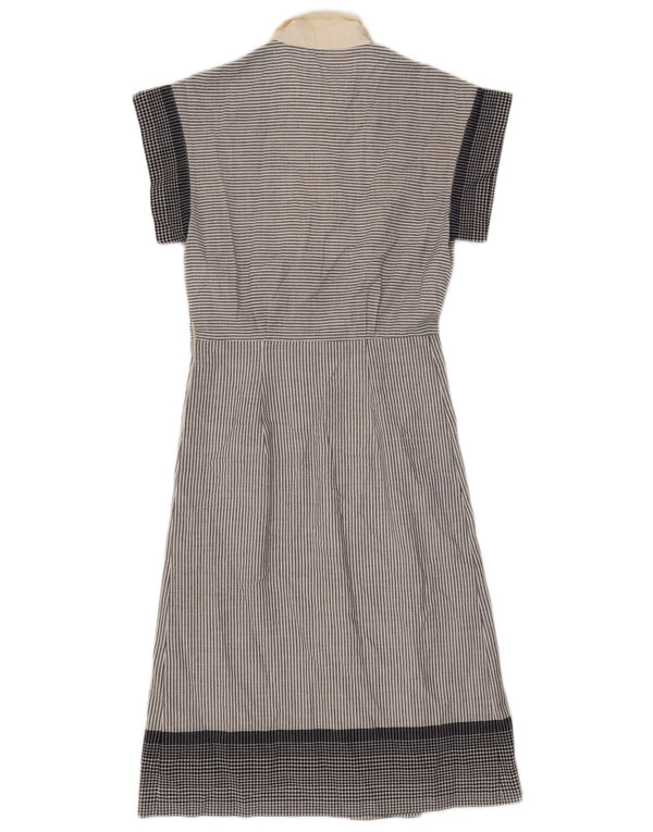 Vintage Dame A-Line Kjole UK 8 Small Grey Pinstripe