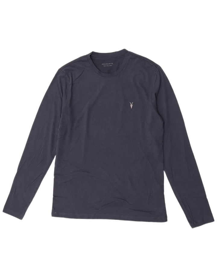 All Saints Haut à manches longues pour hommes en coton bleu marine Small
