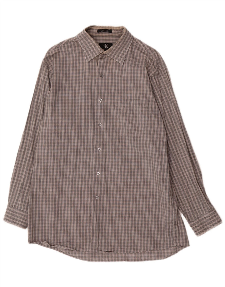 CALVIN KLEIN Mens Shirt Size 16 1/2 Large Grey Check Cotton