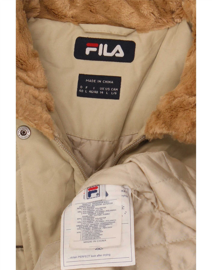 Fila Womens Polstret Frakke UK 14 Large Beige Polyester