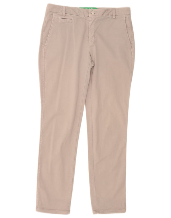 Benetton Pantalon Chino Slim Femme UK 10 Small W32 L29 Gris Coton
