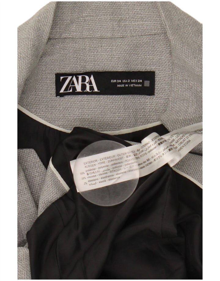 Zara Womens 1 Button Blazer Jacket EU 34 2XS Grey Polyester