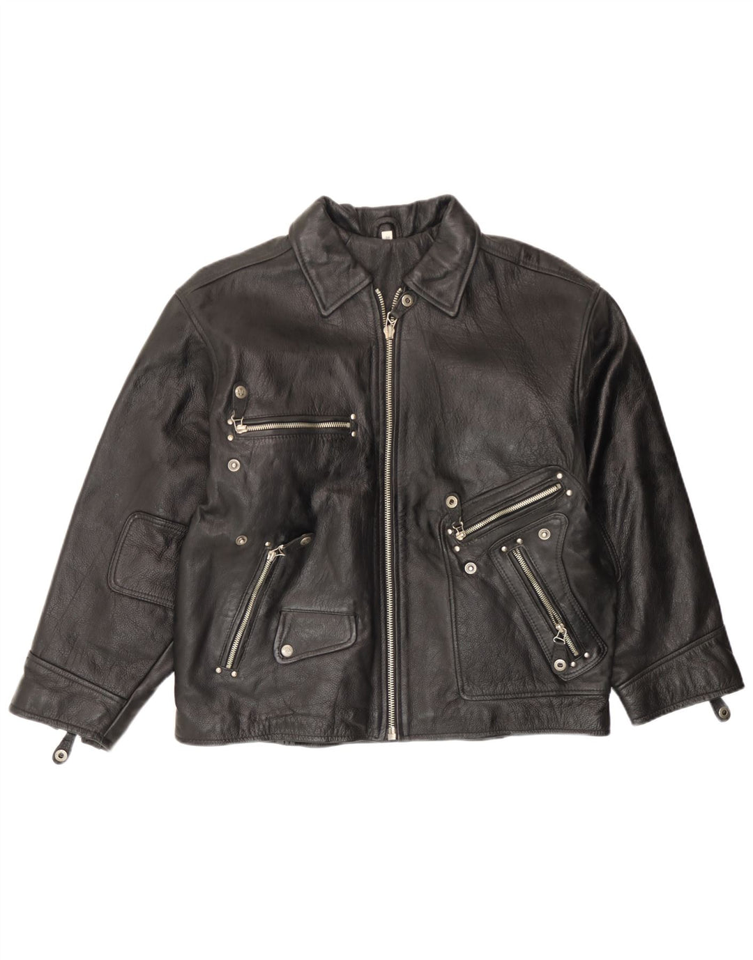 Giacca in pelle vintage da uomo EU 54 2XL Pelle nera