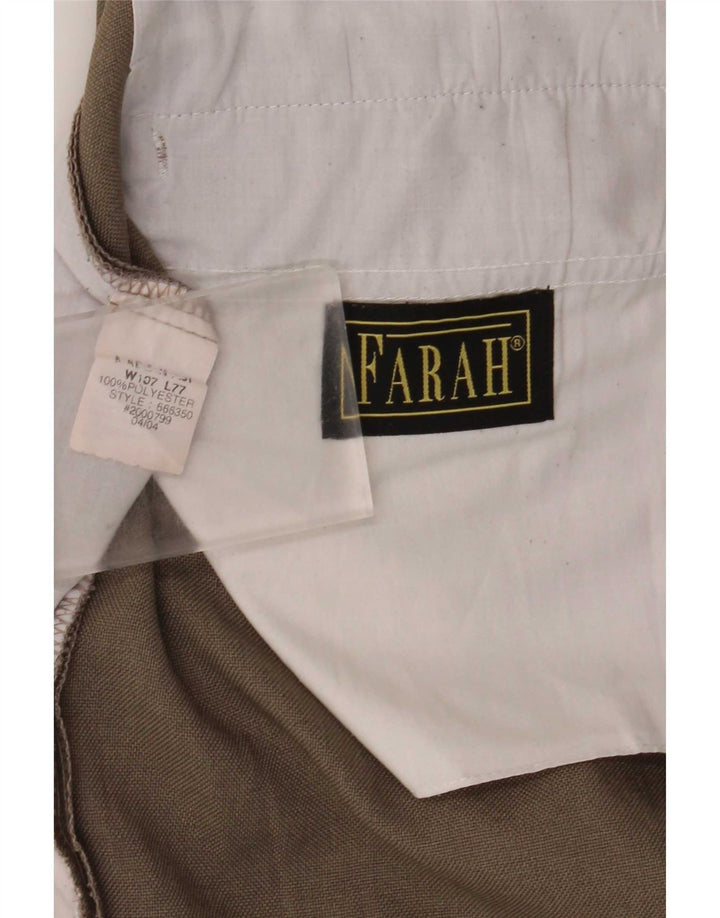 Farah Mens Pegged Suit Trousers W42 L30 Brown Polyester