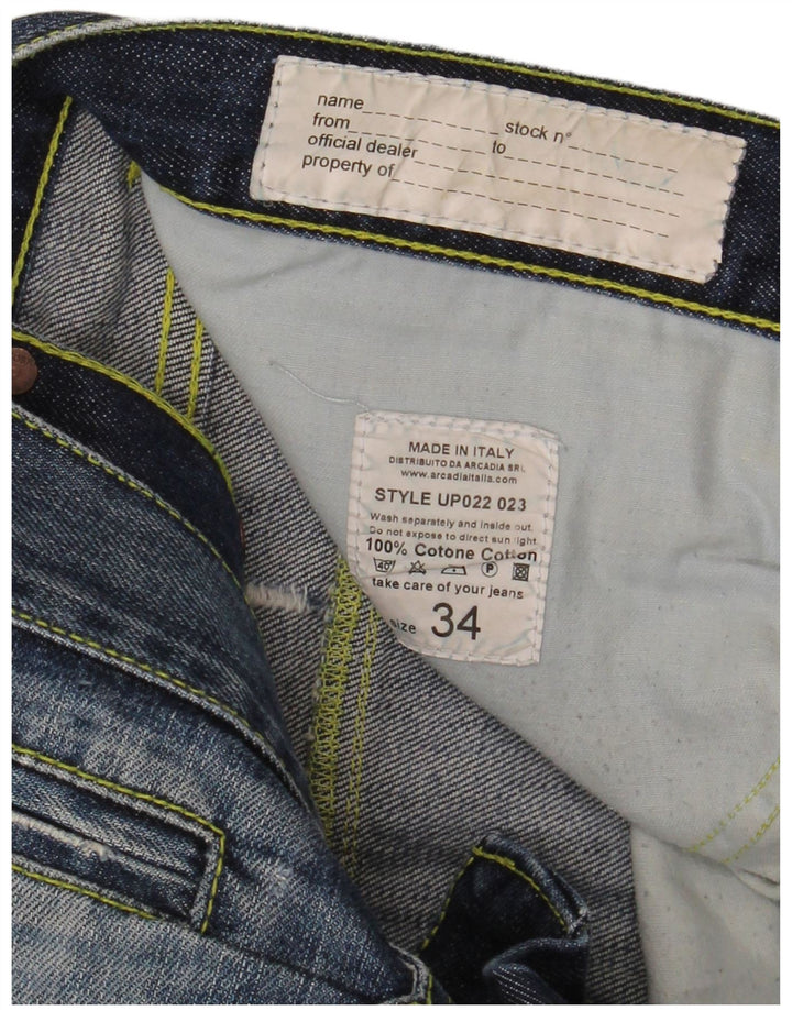 DONDUP Mens Distressed Straight Jeans W34 L32 Blue Cotton