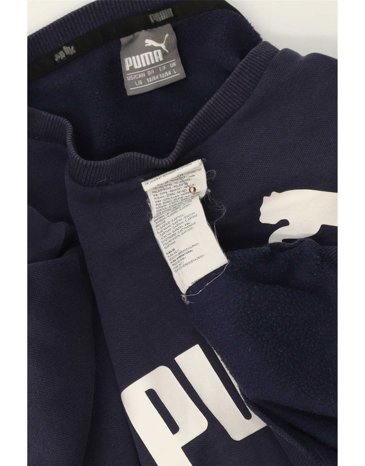 Puma Mens Graphic Sweatshirt Jumper Large Navy Blue Cotton