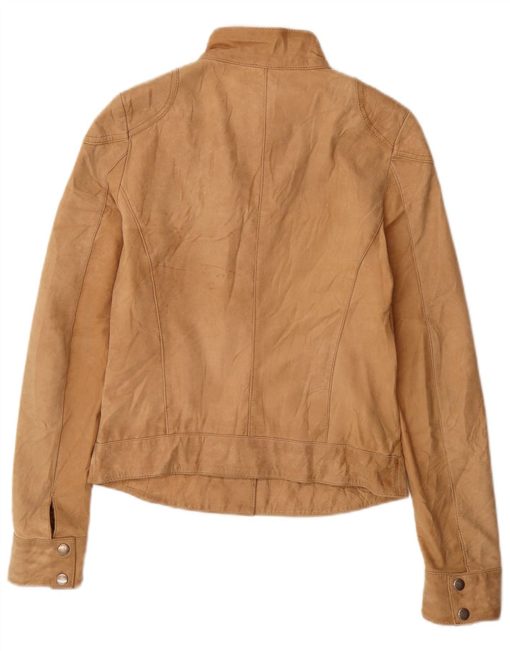 AMISU Womens Suede Bomber Jacket IT 38 XS Beige Leather