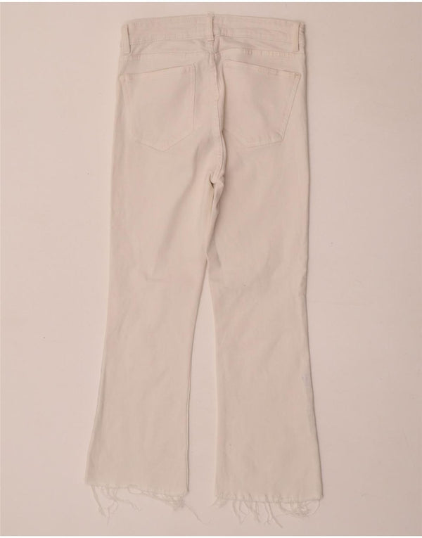 Zara Damen Crop Bootcut Jeans EU 40 Medium W30 L25 Weiß