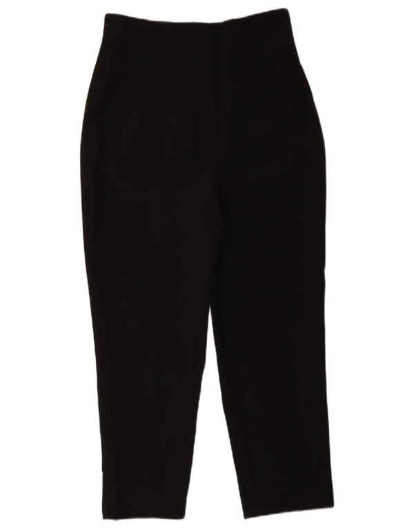 Zara Womens High Waist Cropped Trousers Medium W28 L25 Sort Polyester