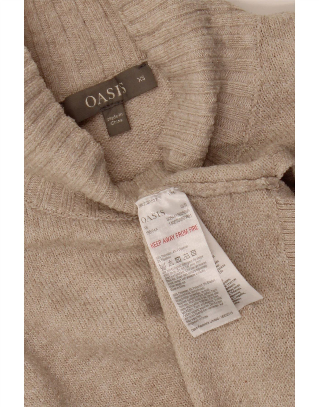 OASIS Womens Oversized Turtle Neck Jumper Sweater UK 6 XS Beige Polyester
