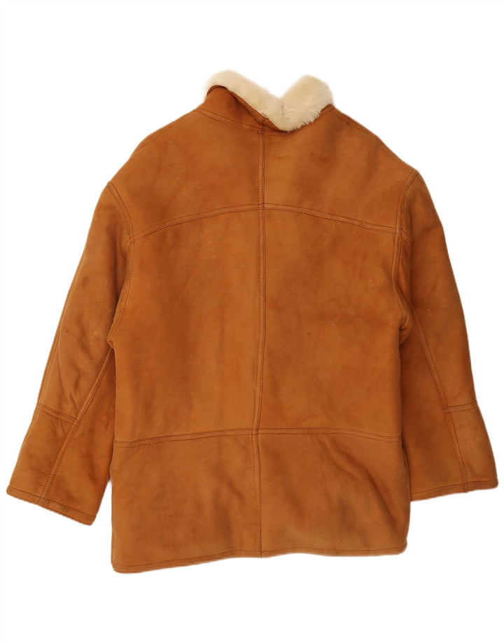 VINTAGE Chaqueta de piel de oveja para hombre Reino Unido 40 Marrón grande