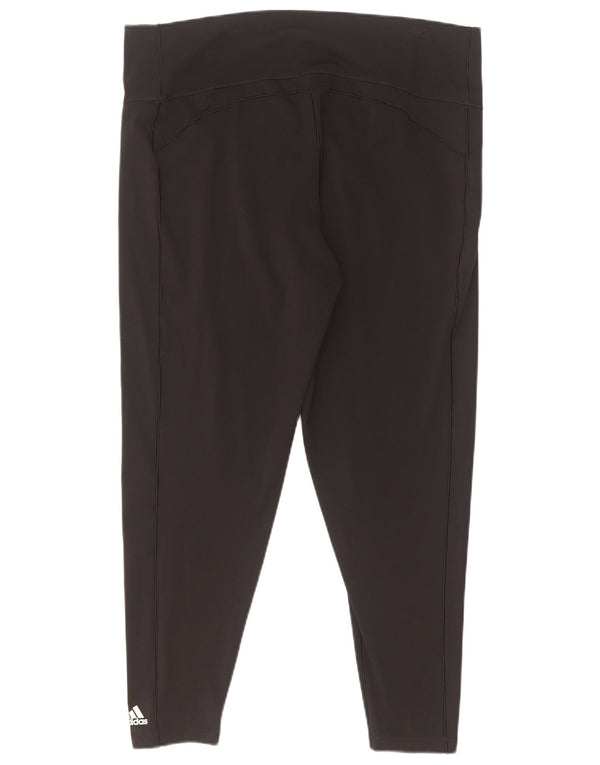 Adidas Damen Crop Leggings UK 24/26 2XL Schwarzes Nylon
