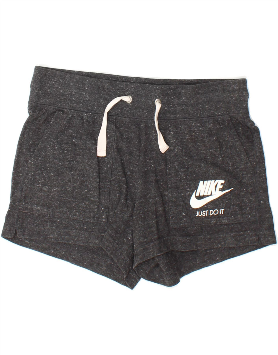 NIKE Womens Graphic Sport Shorts UK 10 Small  Grey Flecked Polyester Vintage Nike and Second-Hand Nike from Messina Hembry 