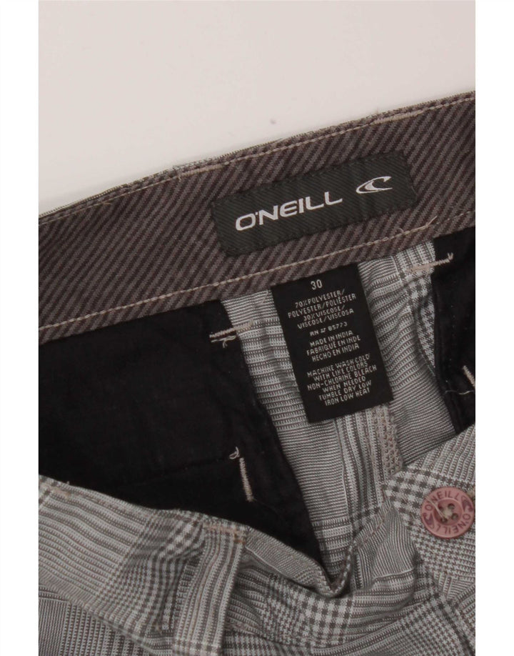O'Neill Womens Chino Shorts W30 Medium Grey Check Polyester