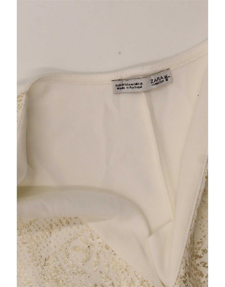 Abito a trapezio da donna Zara UK 12 medio bianco con motivo cachemire