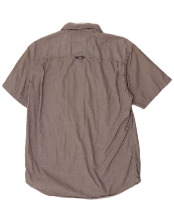 Tommy Hilfiger Camisa masculina de manga curta regular fit grande algodão cinza
