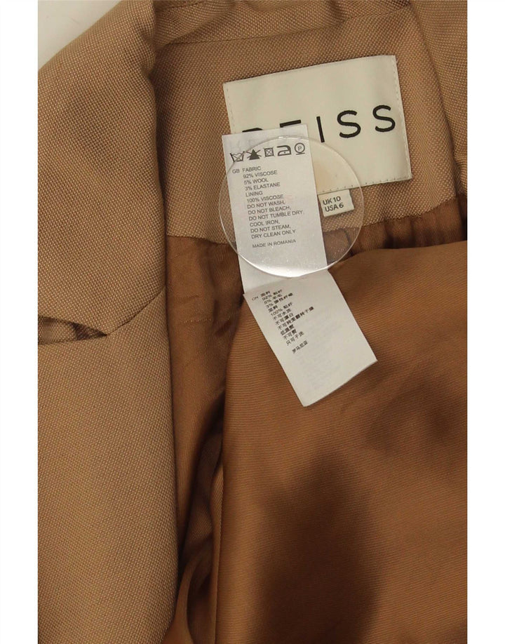 Reiss Womens 1 Button Blazer Jacket UK 10 Small Beige Viscose