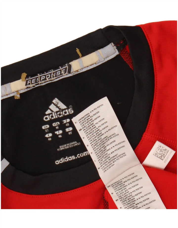 ADIDAS Womens Climacool Top Long Sleeve UK 12 Medium Red Colourblock