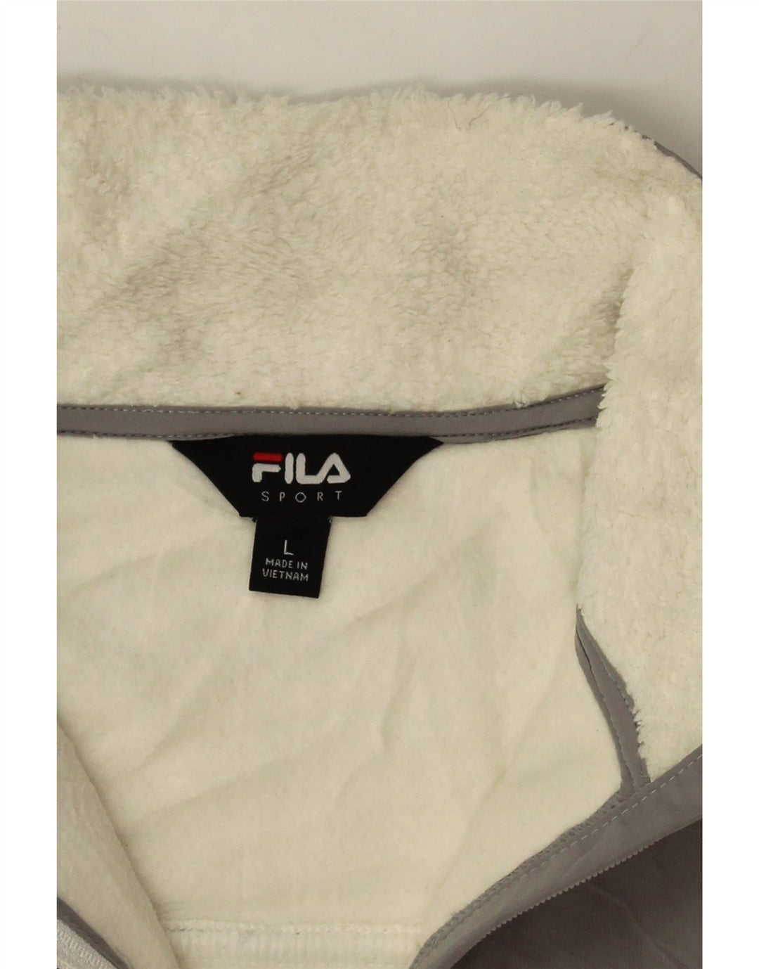 FILA Womens Fleece Jacket UK 16 Large White Colourblock Polyester Vintage Fila and Second-Hand Fila from Messina Hembry 