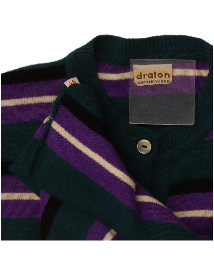 DRALON Womens Cardigan Sweater IT 46 Large Multicoloured Striped Acrylic