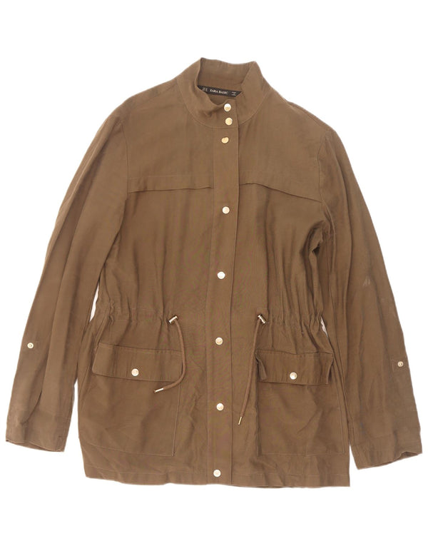 Zara Womens Utility Jacket UK 14 Medium Khaki Viscose
