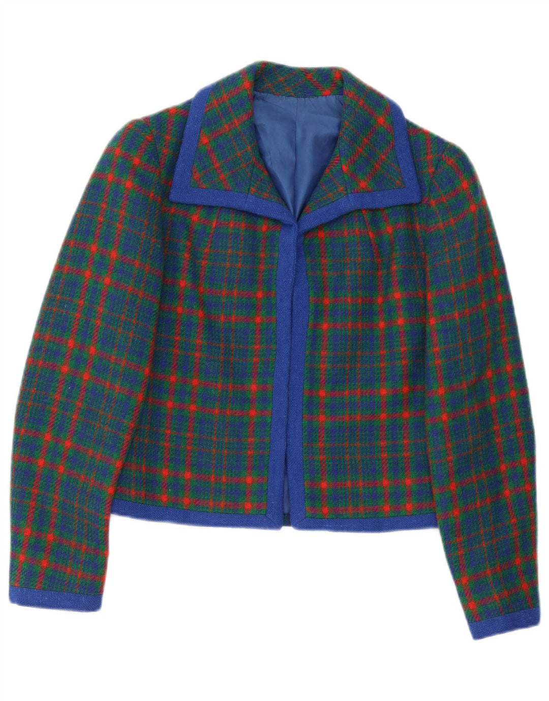 Vintage Womens Blazer Jacket UK 10 Small Green Plaid Retro