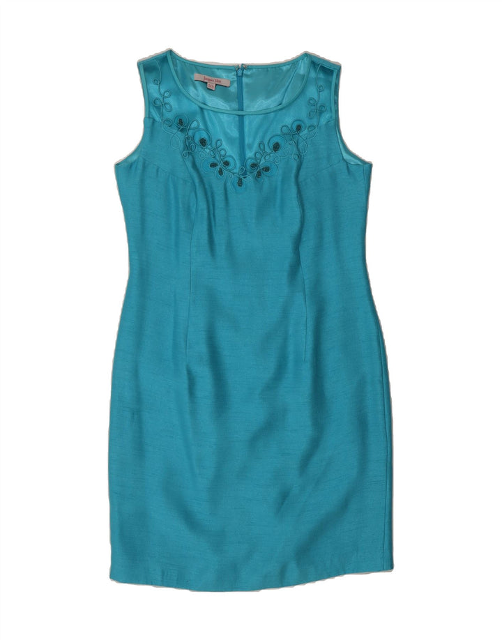 JACQUES VERT Womens Sleeveless Sheath Dress UK 14 Medium Blue Viscose Vintage Jacques Vert and Second-Hand Jacques Vert from Messina Hembry 