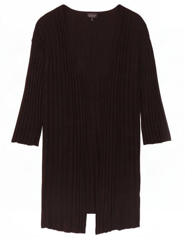 Topshop Womens Oversized Longline Open Cardigan Sweater UK 10 Small Black