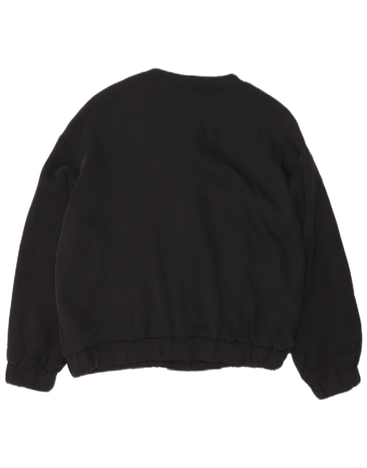 Zara Womens Oversized Bomber Jacket UK 10 Small Black Polyester