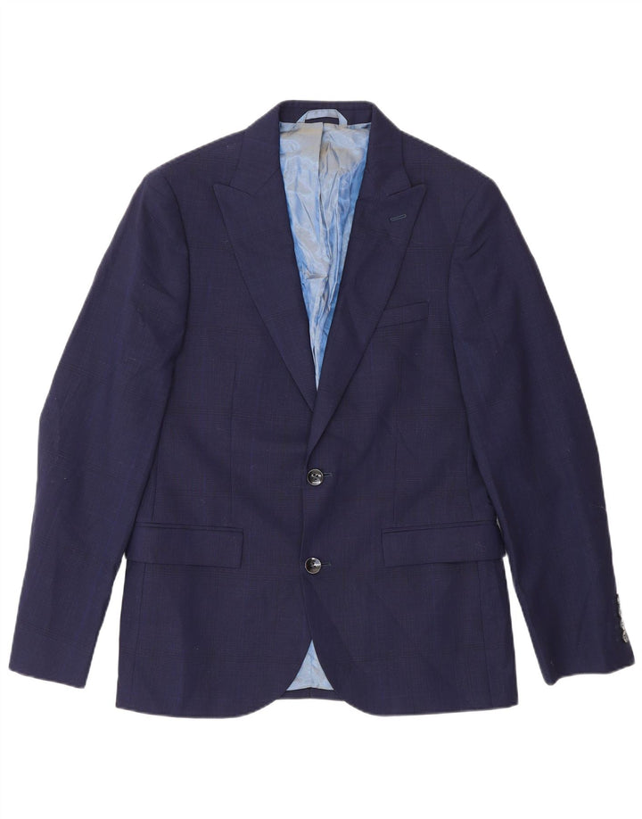 Dkny Mens 2 Button Slim Fit Blazer Jacket UK 38 Medium Navy Blue Wool