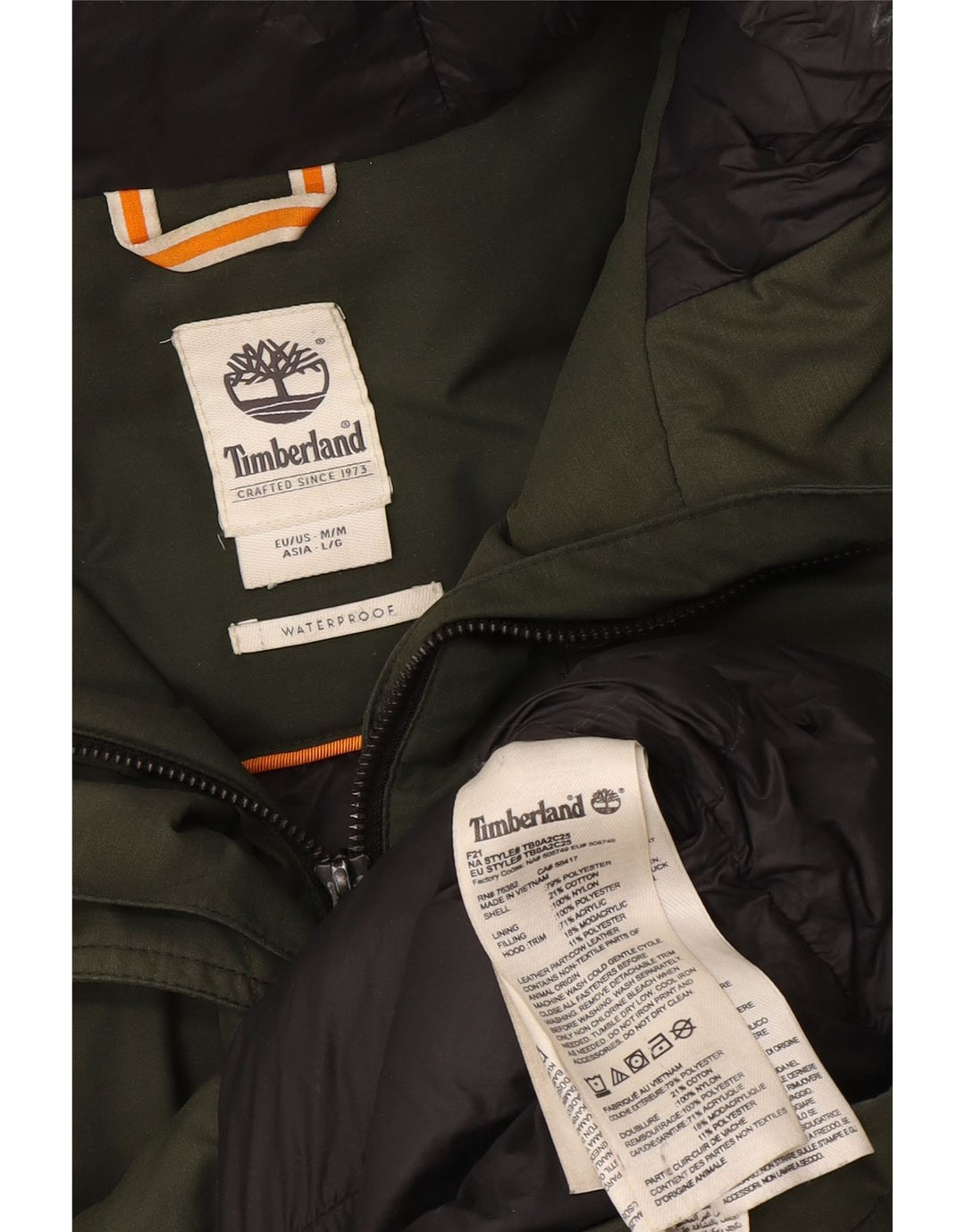 Jachetă parka cu glugă Timberland pentru femei UK 14 Poliester verde mediu