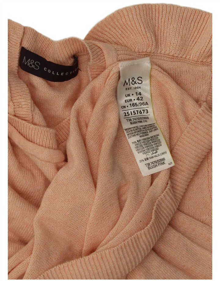 Marks & Spencer Womens Ruffle Cardigan Sweater UK 14 Medium Pink