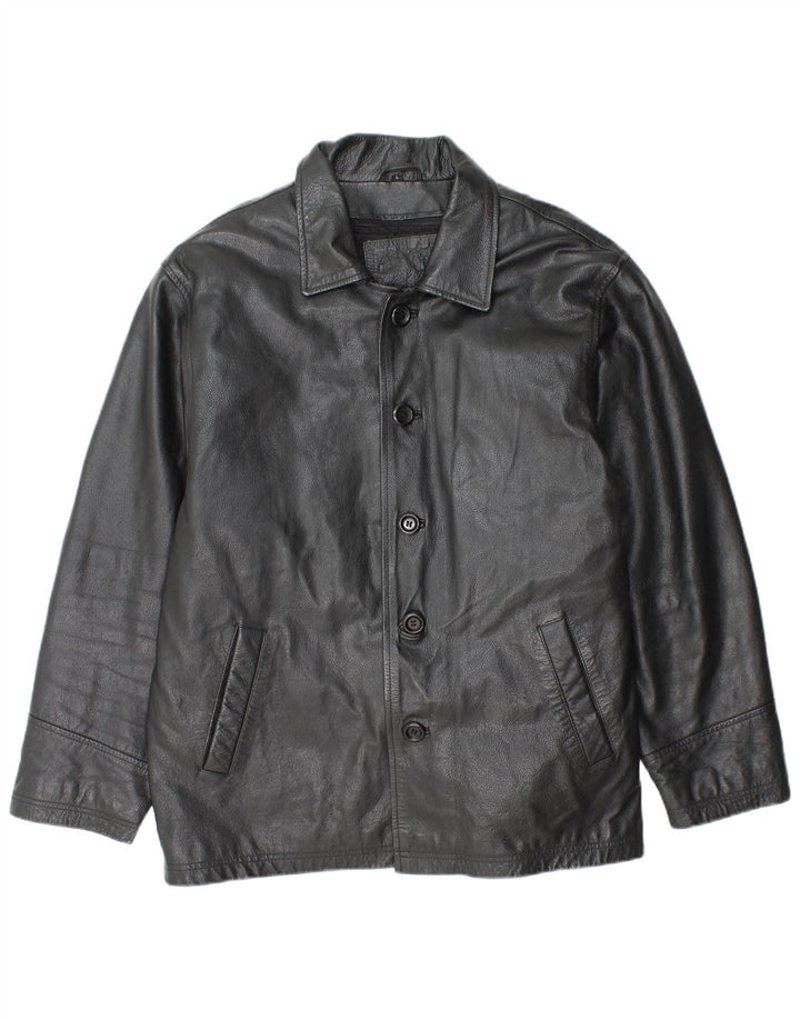 IRONSIDES Mens Leather Jacket UK 40 Large Black Leather