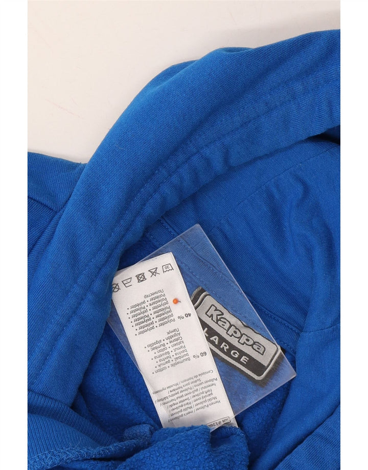 KAPPA Mens Graphic Hoodie Jumper Large Blue Cotton Vintage Kappa and Second-Hand Kappa from Messina Hembry 