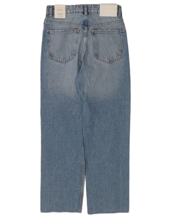 Zara Jean droit taille haute pour femme EU 36 XS W26 L26 Bleu Coton