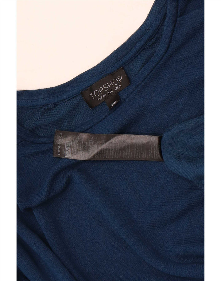 Topshop Womens Oversized Top Long Sleeve UK 12 Medium Blue Viscose