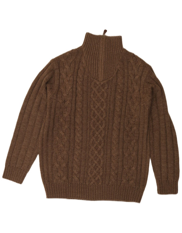 Rover & Lake Suéter tipo jersey con cuello y cremallera para hombre EU 52 Large Marrón Poliacrílico
