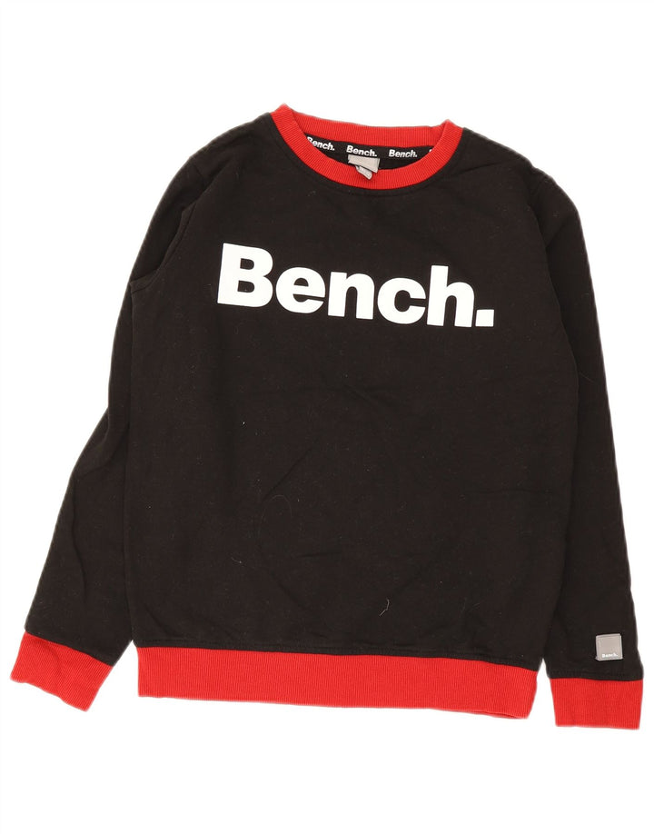 Bench Boys Graphic Sweatshirt Jumper 11-12 Years Black Cotton