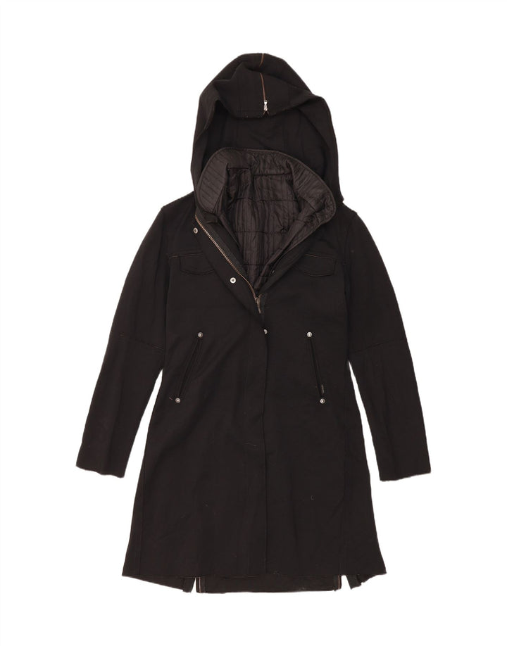 CALVIN KLEIN JEANS Womens Hooded Overcoat UK 14 Medium Black