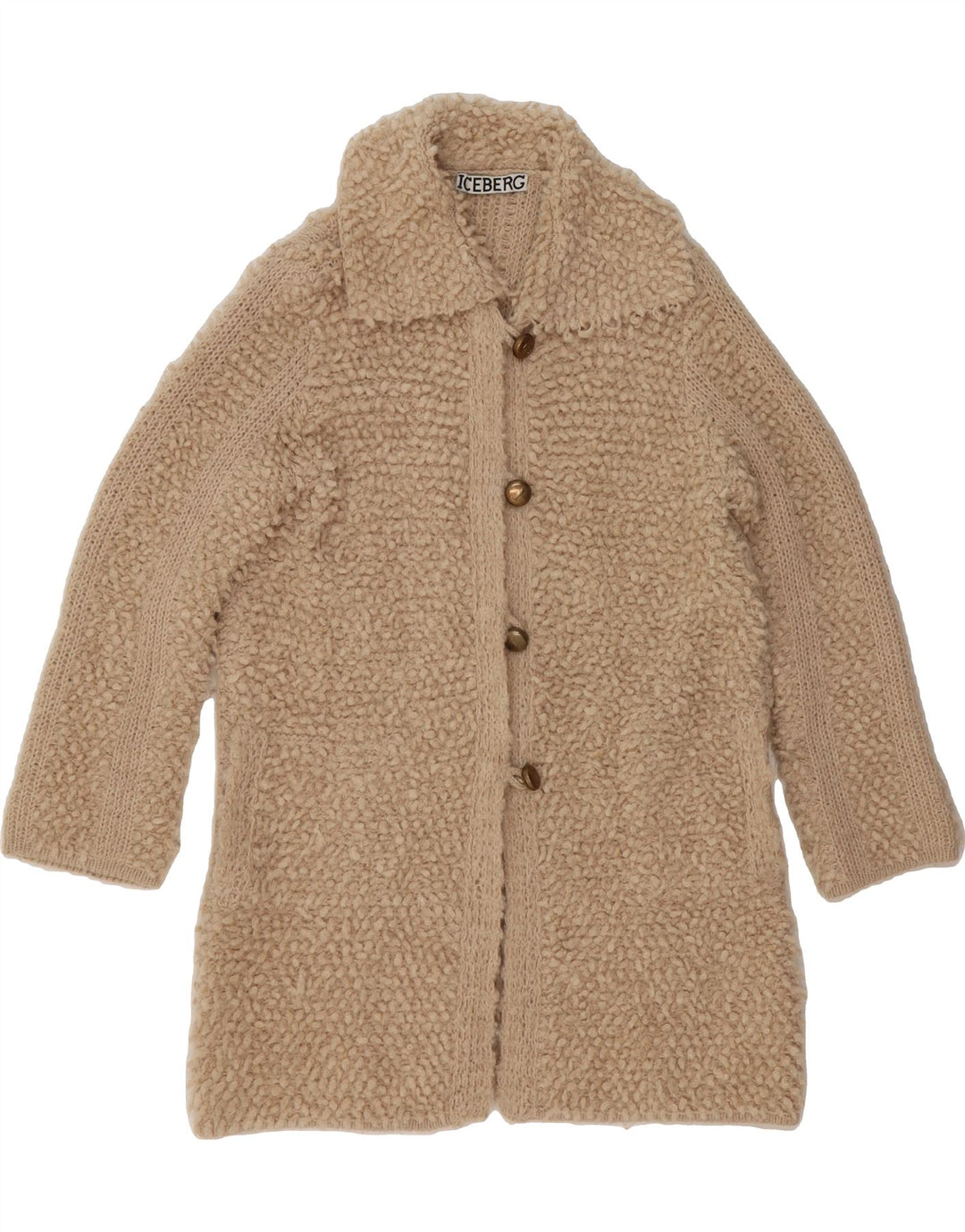 ICEBERG Womens Longline Cardigan Sweater IT 44 Medium Beige Alpaca Wool Vintage Iceberg and Second-Hand Iceberg from Messina Hembry 