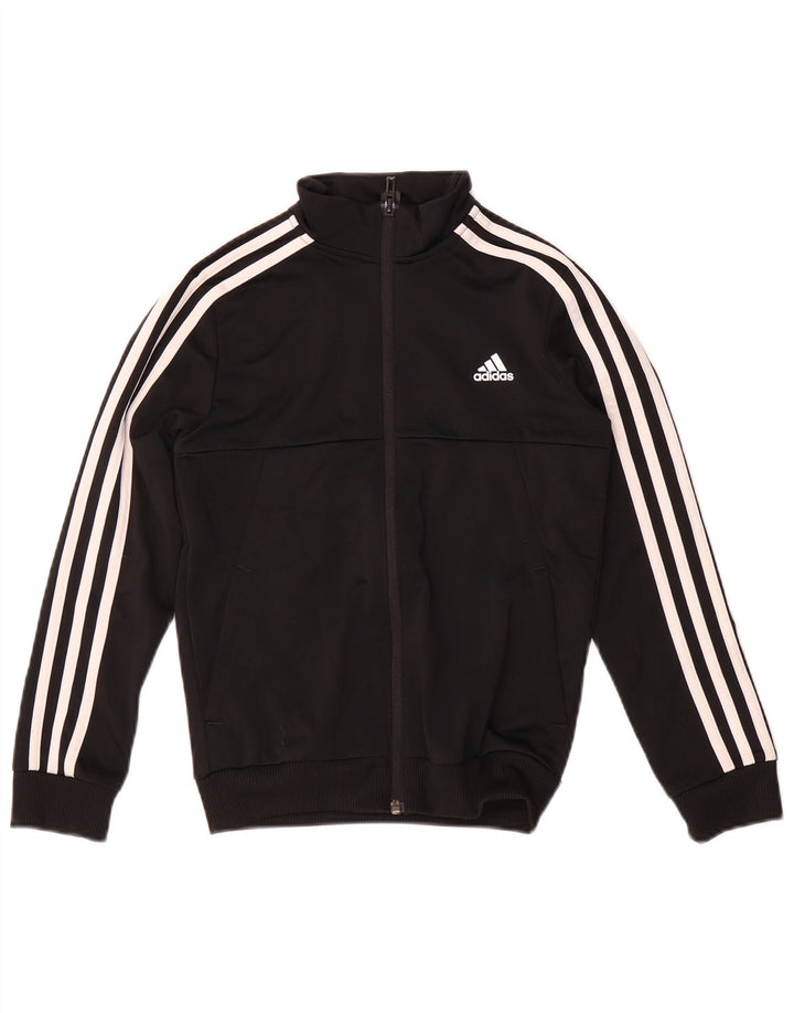 Adidas Girls Climalite Tracksuit Top Jacket 9-10 Years Black Polyester