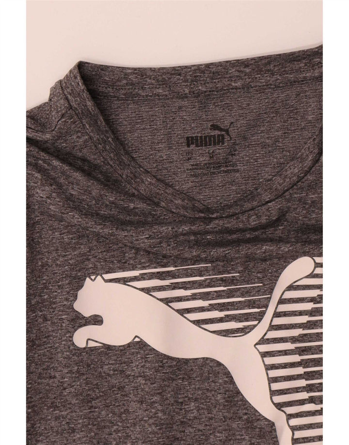 Puma Womens Graphic T-Shirt Top UK 14 Medium Grey Flecked Polyester