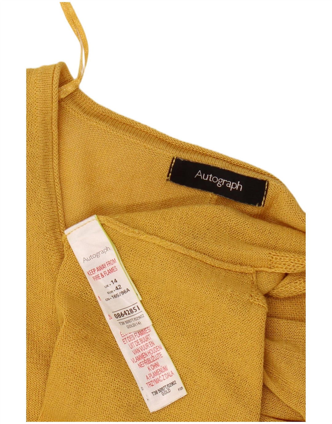 Marks & Spencer Womens Autograph Crop Oversized Blouse Top UK 14 Large Gold