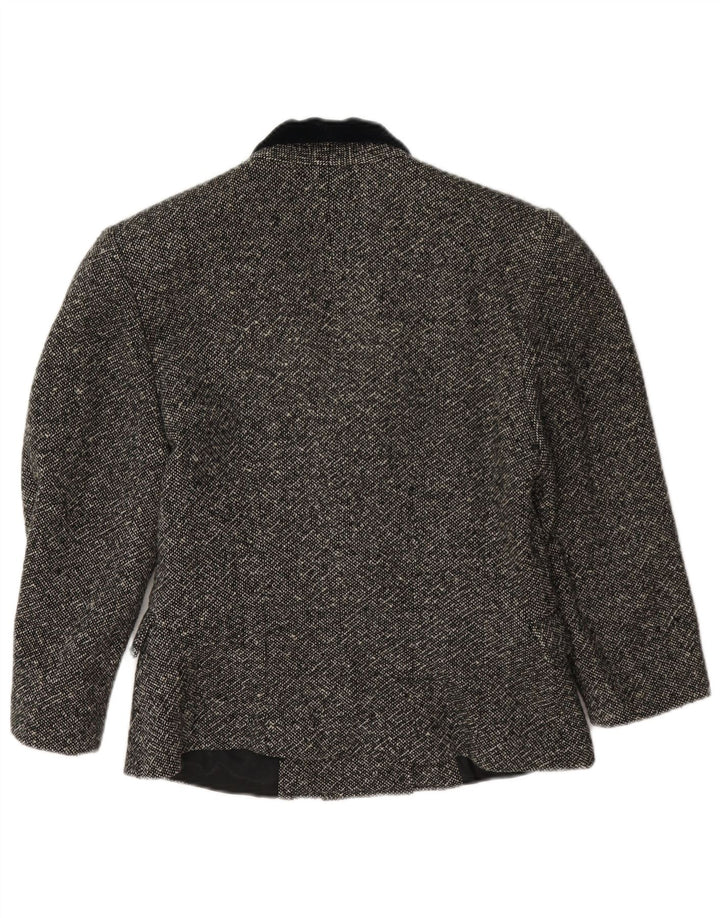 vintage Femmes 3/4 Manches Double Breasted Blazer Veste IT 42 Gris Moyen