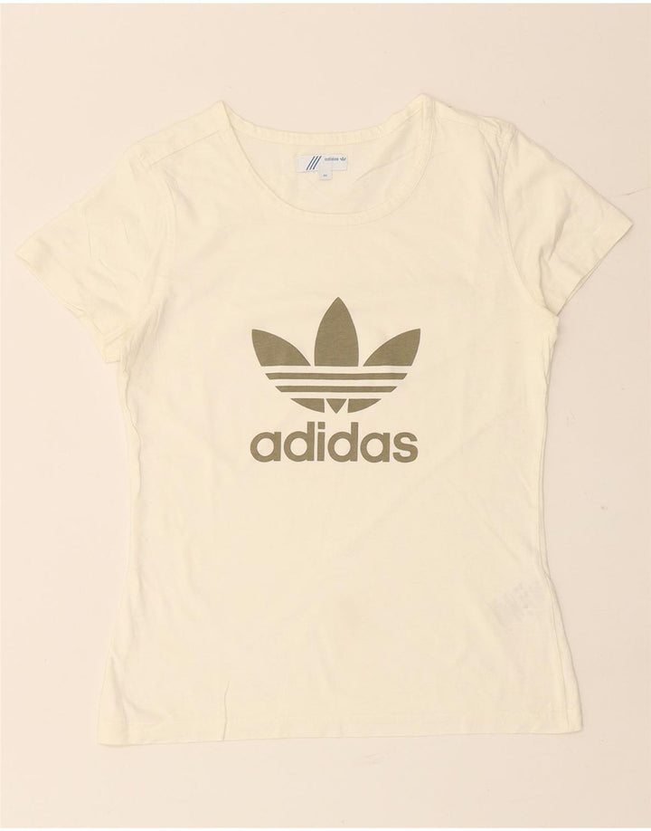 ADIDAS Womens Graphic T-Shirt Top IT 42 Medium White Cotton
