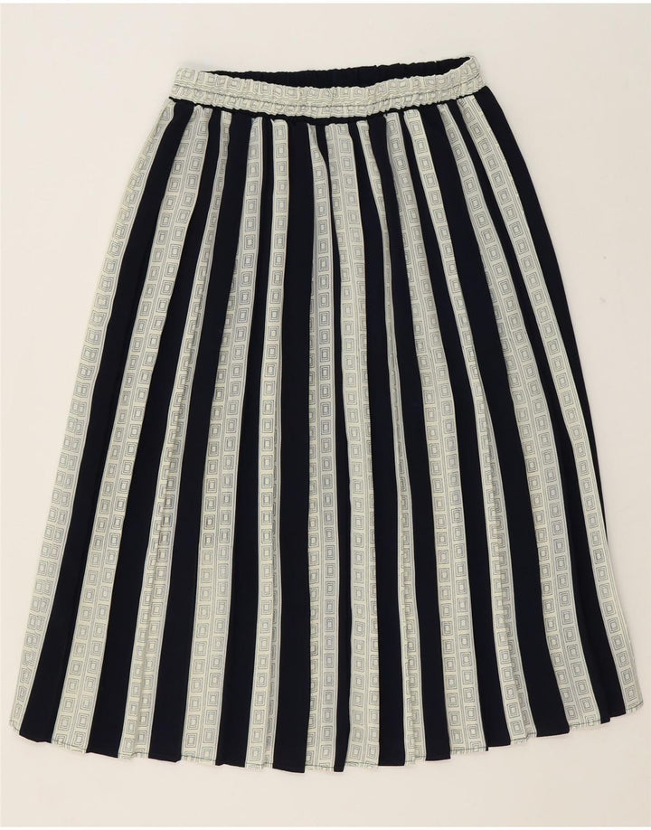 VINTAGE Womens A-Line Skirt Large W34  Navy Blue Striped Polyester Vintage Vintage and Second-Hand Vintage from Messina Hembry 